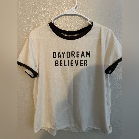 Rylee + Cru Tops - Cream Ringer Tshirt- black on sleeves and ringer neck. Daydream Believer